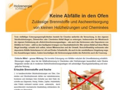Merkblatt: keine Abfälle in den Ofen